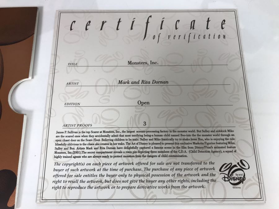 The Art Of Disney Monsters, Inc. Sculpture By Mark And Rita Dornan With Certificate Of Authenticity And Box [Photo 20]