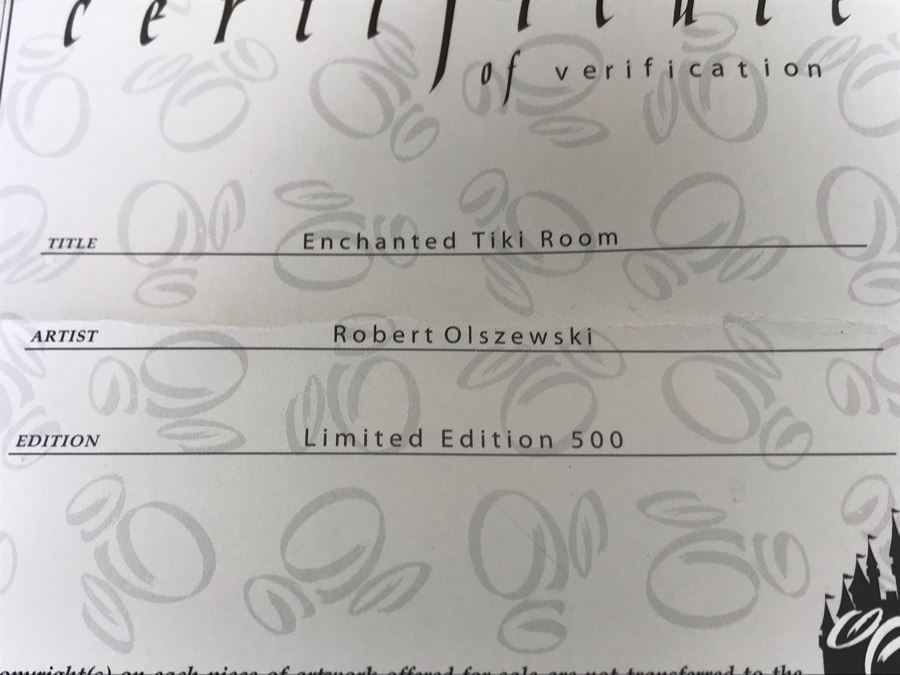 Rare HAND SIGNED By Robert Olszewski Limited Edition 500 Disneyland's Enchanted Tiki Room 45th Anniversary Scene Gallery Of Light With Certificate Of Authenticity And Box DP-GL011 [Photo 12]