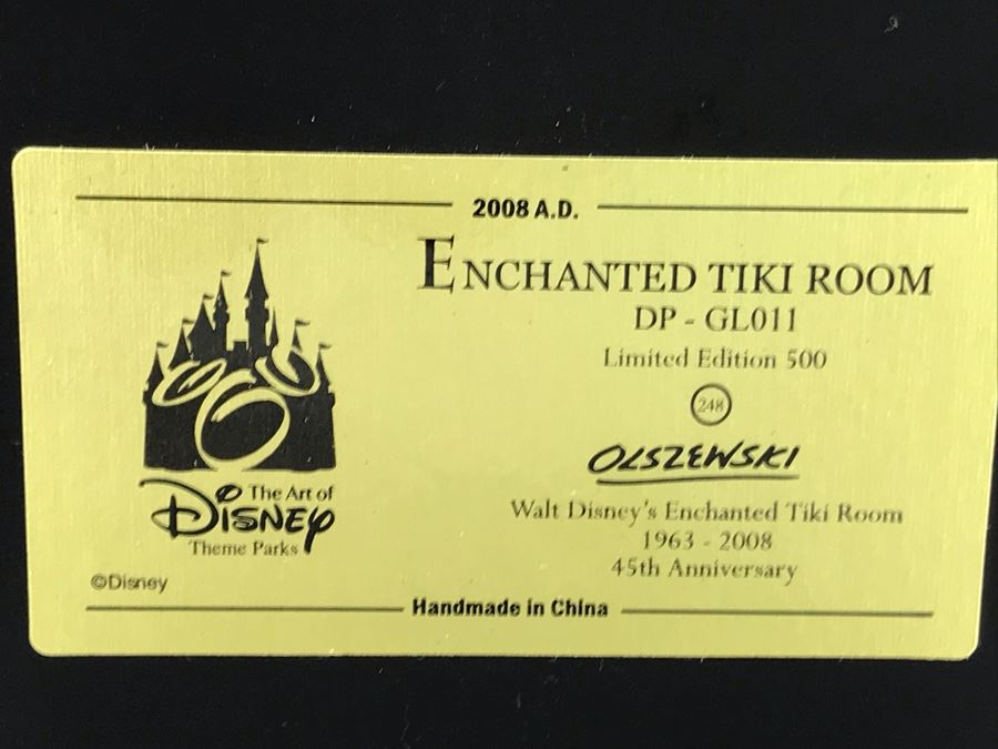 Rare HAND SIGNED By Robert Olszewski Limited Edition 500 Disneyland's Enchanted Tiki Room 45th Anniversary Scene Gallery Of Light With Certificate Of Authenticity And Box DP-GL011 [Photo 14]
