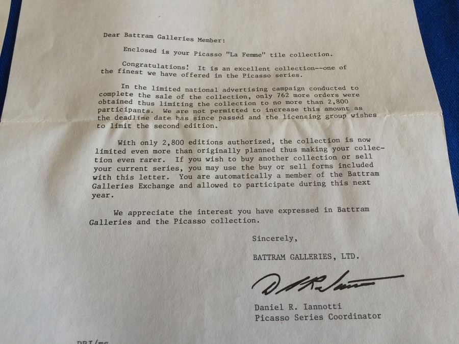 PICASSO Tiles - La Femme - Limited Edition Authorized by the Estate of Picasso, Spadem, Paris, 1976 [Photo 12]