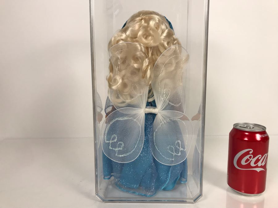HAND SIGNED By Linda Rick Disney Parks Precious Moments Classic Blue Fairy Disney Doll Item No. 5858 With Acrylic Display Case [Photo 4]