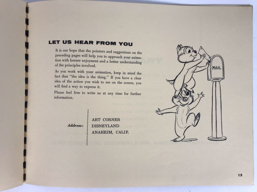 Rare Walt Disney's Tips On Animation Book By Walt Disney Published By The Art Corner At Disneyland (Originally Sold At Disneyland Opening Year) [Photo 17]