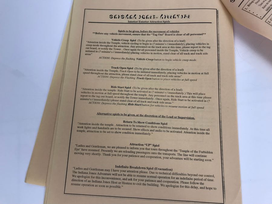 Disneyland Ephemera Indiana Jones Adventure Amusement Park Ride Operating Manual And Information [Photo 24]