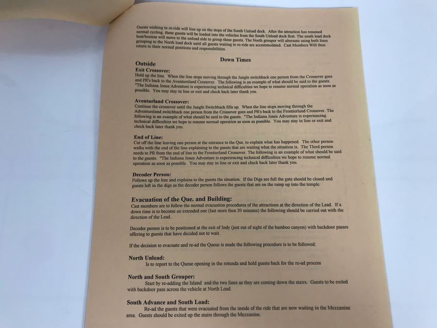 Disneyland Ephemera Indiana Jones Adventure Amusement Park Ride Operating Manual And Information [Photo 13]