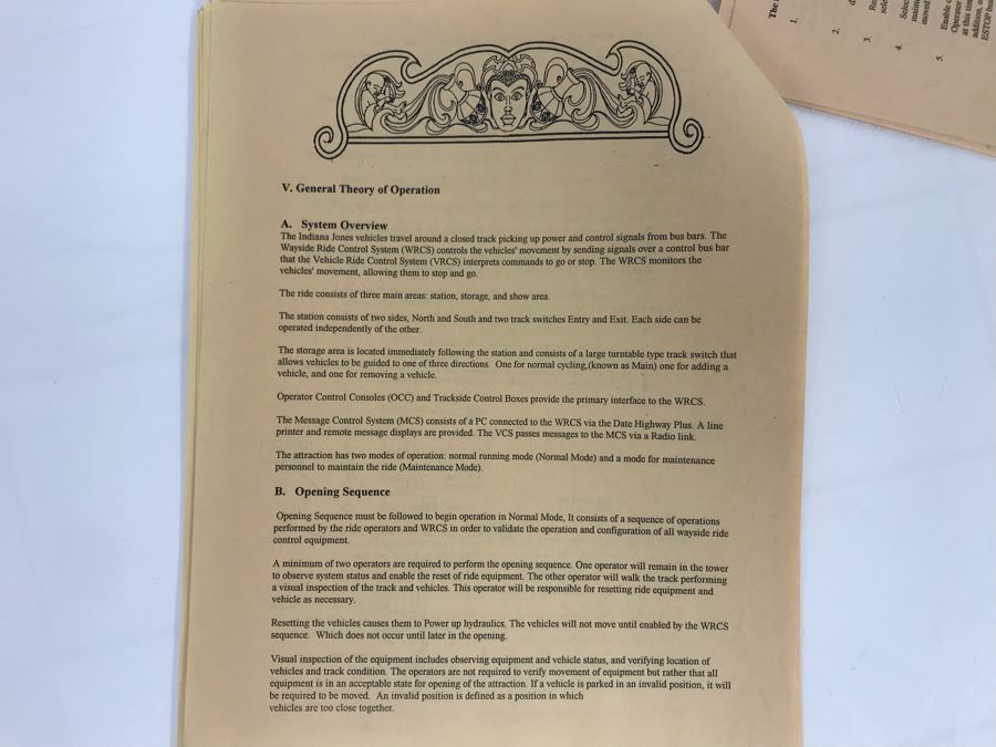 Disneyland Ephemera Indiana Jones Adventure Amusement Park Ride Operating Manual And Information [Photo 8]