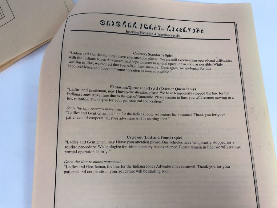 Disneyland Ephemera Indiana Jones Adventure Amusement Park Ride Operating Manual And Information [Photo 23]