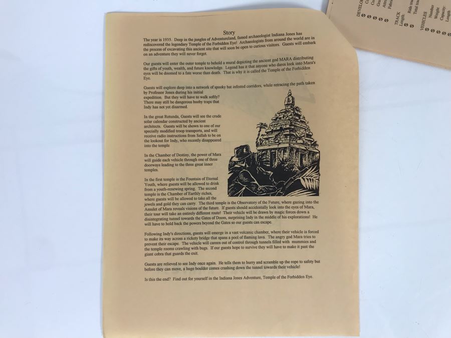 Disneyland Ephemera Indiana Jones Adventure Amusement Park Ride Operating Manual And Information [Photo 2]