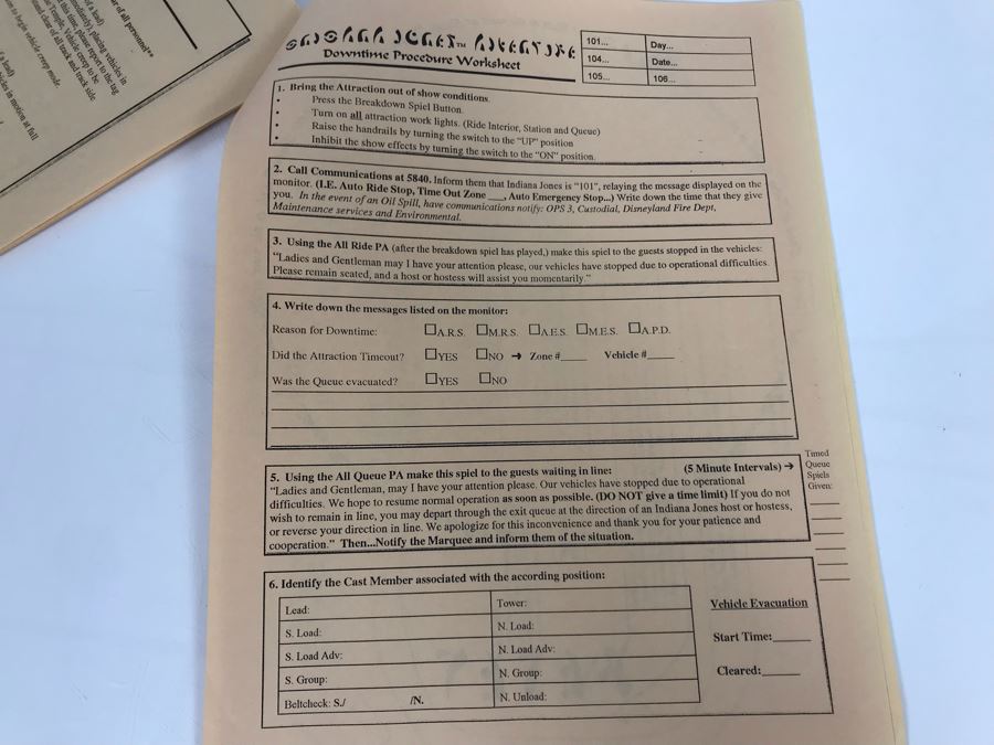 Disneyland Ephemera Indiana Jones Adventure Amusement Park Ride Operating Manual And Information [Photo 25]