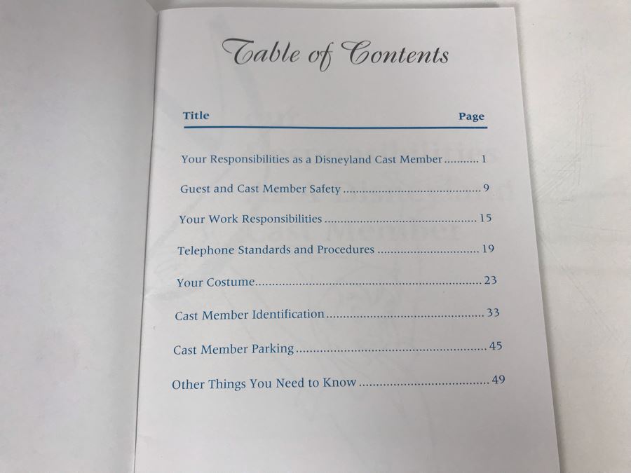 Disneyland Ephemera Disneyland Cast Member Employee Handbook, Standards, Responsibilities Manual [Photo 3]