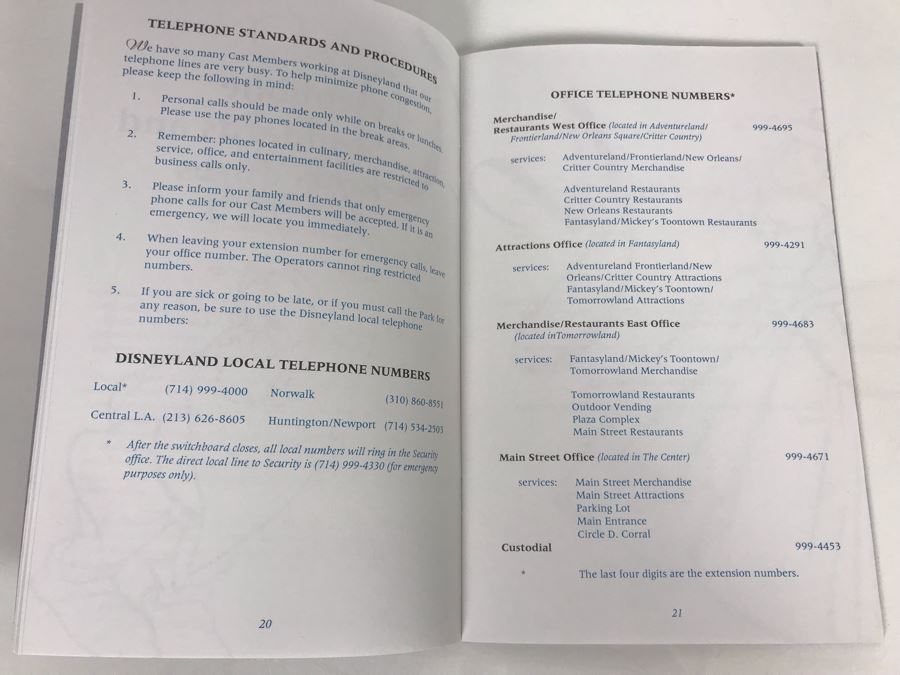 Disneyland Ephemera Disneyland Cast Member Employee Handbook, Standards, Responsibilities Manual [Photo 9]