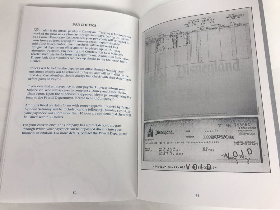 Disneyland Ephemera Disneyland Cast Member Employee Handbook, Standards