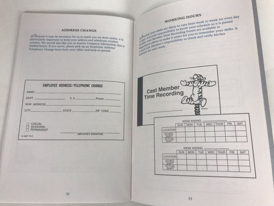 Disneyland Ephemera Disneyland Cast Member Employee Handbook, Standards