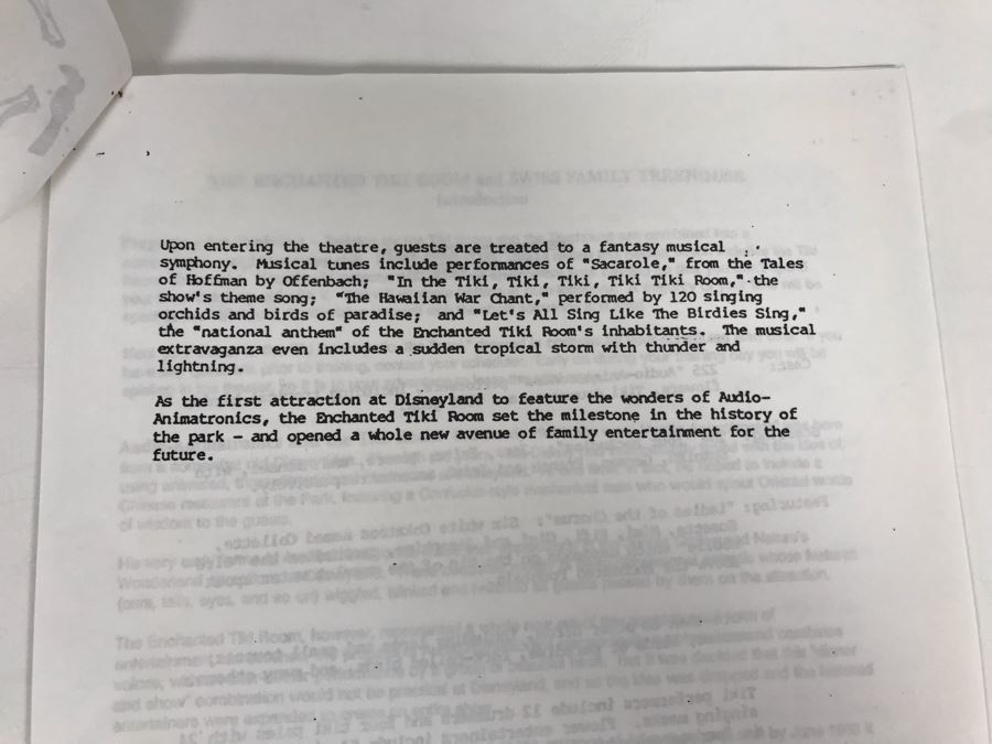 Disneyland Ephemera Disneyland Enchanted Tiki Room Attraction Show Information Spiel [Photo 3]