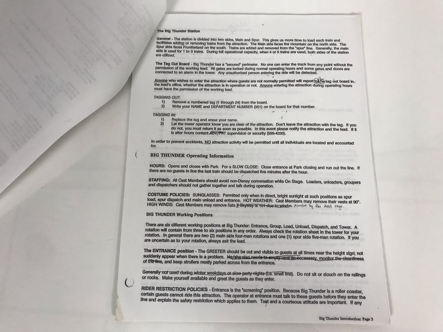 Disneyland Ephemera Big Thunder Mountain Railroad Amusement Park Ride Operating Manual And Information [Photo 3]