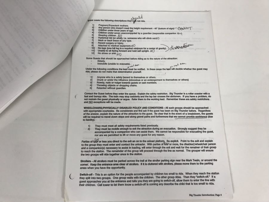 Disneyland Ephemera Big Thunder Mountain Railroad Amusement Park Ride Operating Manual And Information [Photo 4]