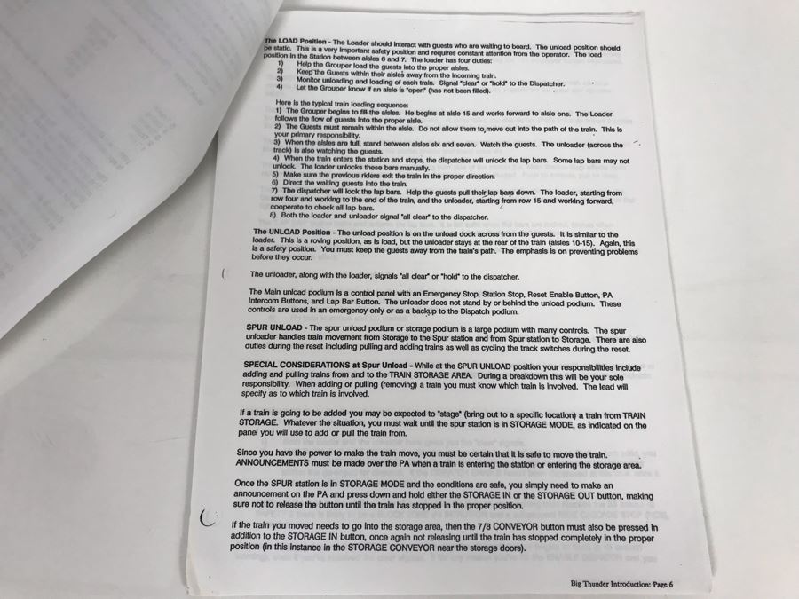 Disneyland Ephemera Big Thunder Mountain Railroad Amusement Park Ride Operating Manual And Information [Photo 6]