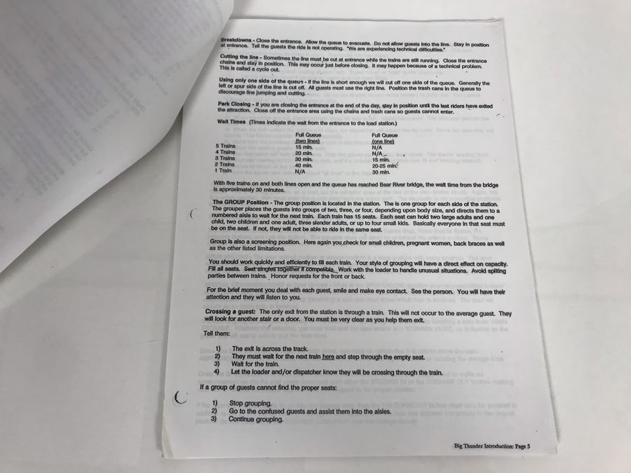 Disneyland Ephemera Big Thunder Mountain Railroad Amusement Park Ride Operating Manual And Information [Photo 5]