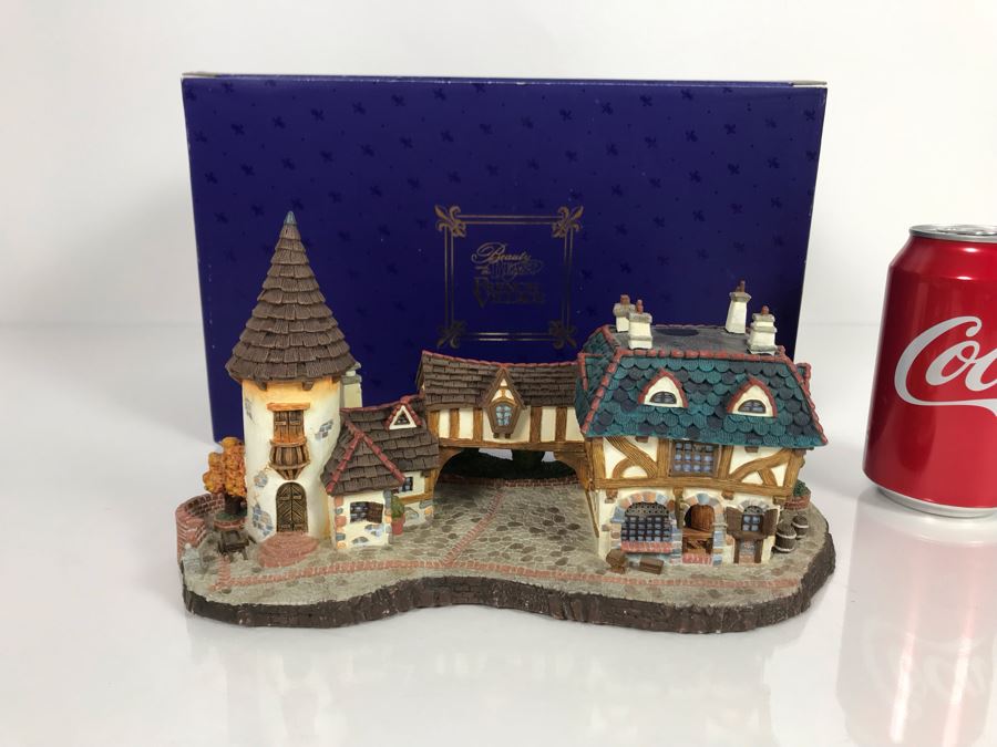 The Bookseller French Village From Disney's Beauty And The Beast Village Figurine With Box (Residual Museum Wax On Bottom) [Photo 2]