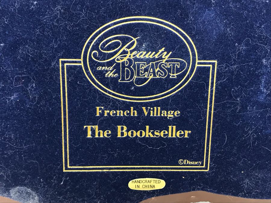 The Bookseller French Village From Disney's Beauty And The Beast Village Figurine With Box (Residual Museum Wax On Bottom) [Photo 10]