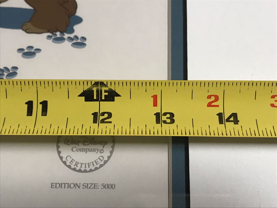 Limited Edition Walt Disney Sericel Puppy Love From Lady And The Tramp Framed Edition Size 5,000 With Certificate Of Authenticity 13 X 10 [Photo 12]