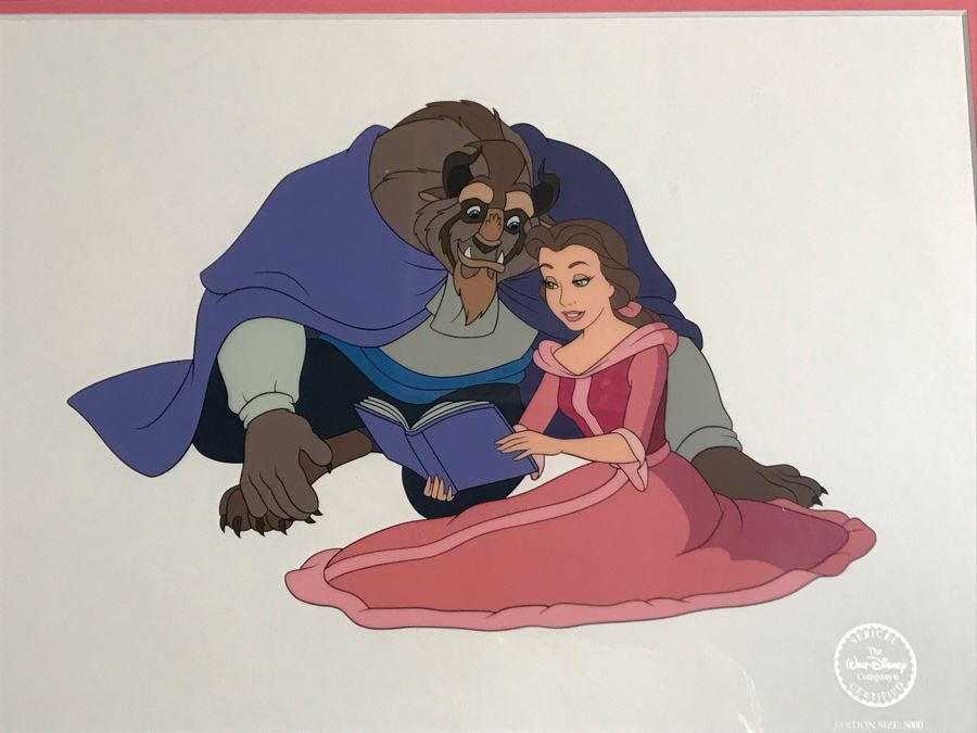 Limited Edition Walt Disney Sericel Cozy Couple From Beauty And The Beast Framed Edition Size 5,000 With Certificate Of Authenticity 13.5 X 10 [Photo 4]