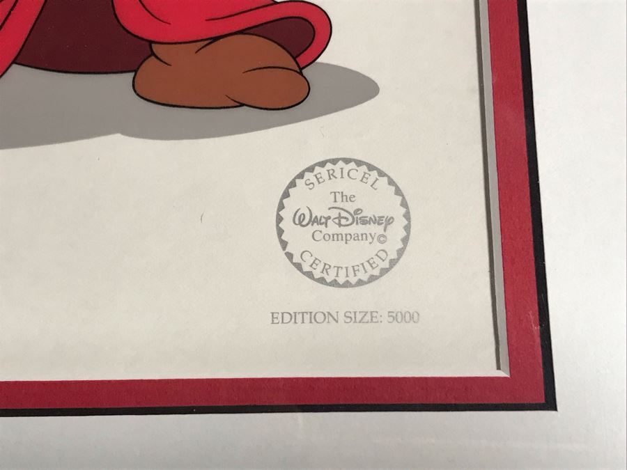 Limited Edition Walt Disney Sericel Follow Me From Fantasia Sorcerer's Apprentice Mickey Beckons Servant Broom Framed Edition Size 5,000 With Certificate Of Authenticity 13 X 10 [Photo 4]