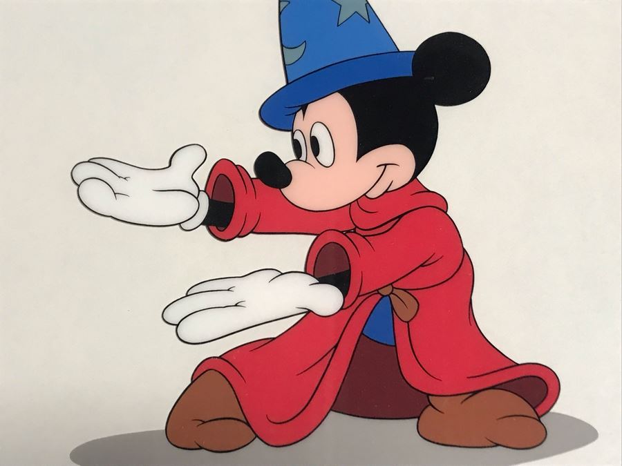 Limited Edition Walt Disney Sericel Follow Me From Fantasia Sorcerer's Apprentice Mickey Beckons Servant Broom Framed Edition Size 5,000 With Certificate Of Authenticity 13 X 10 [Photo 5]