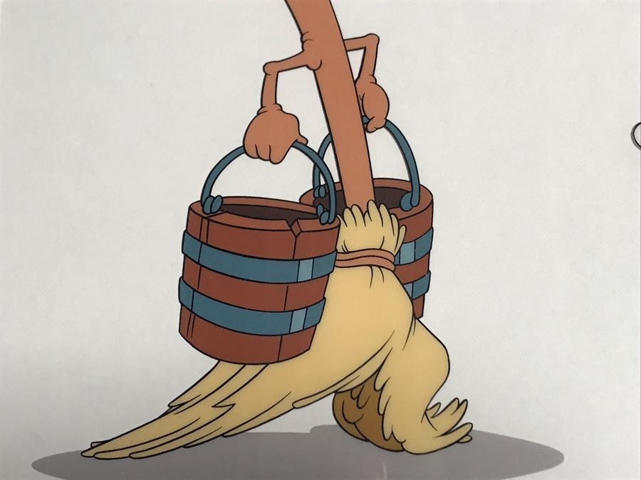 Limited Edition Walt Disney Sericel Follow Me From Fantasia Sorcerer's Apprentice Mickey Beckons Servant Broom Framed Edition Size 5,000 With Certificate Of Authenticity 13 X 10 [Photo 6]