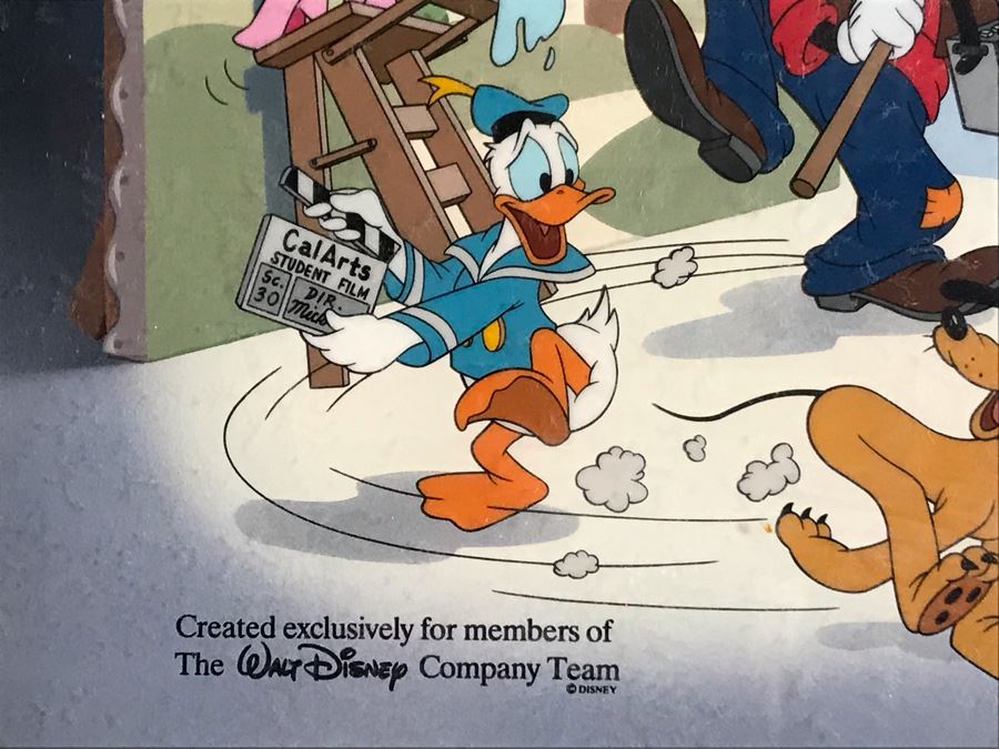 Walt Disney CalArts Serigraph Cel Featuring Mickey Mouse, Minnie Mouse, Donald Duck, Goofy And Pluto Create Exclusively For Members Of The Walt Disney Company Team Framed 12 X 9.5 [Photo 8]