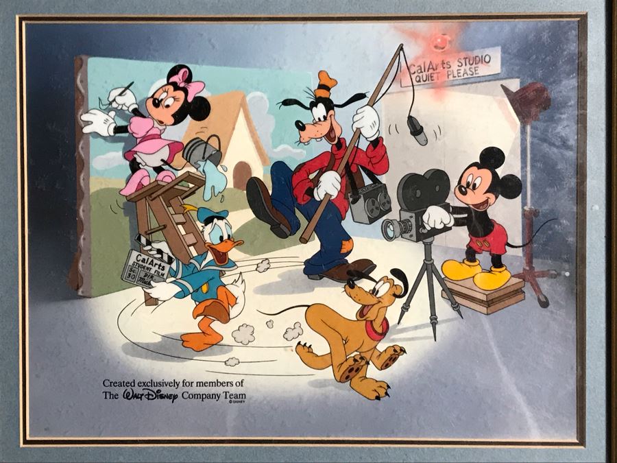 Walt Disney CalArts Serigraph Cel Featuring Mickey Mouse, Minnie Mouse, Donald Duck, Goofy And Pluto Create Exclusively For Members Of The Walt Disney Company Team Framed 12 X 9.5 [Photo 3]