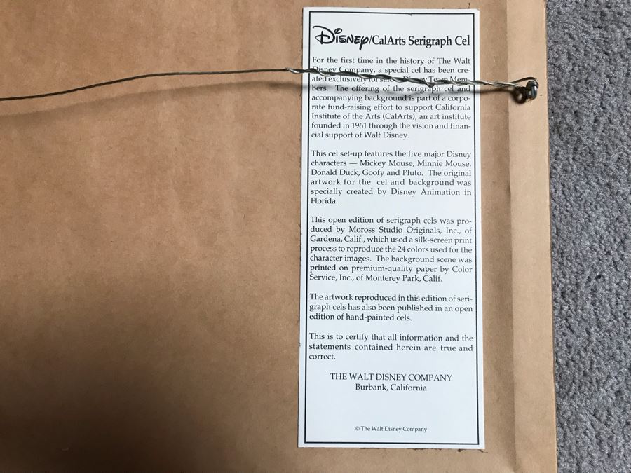 Walt Disney CalArts Serigraph Cel Featuring Mickey Mouse, Minnie Mouse, Donald Duck, Goofy And Pluto Create Exclusively For Members Of The Walt Disney Company Team Framed 12 X 9.5 [Photo 13]