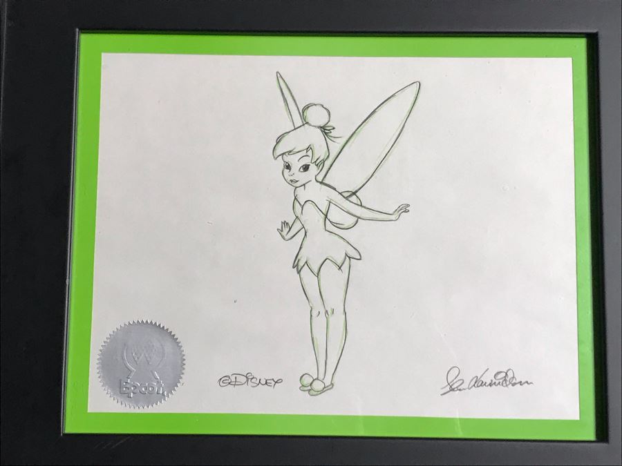Original Hand Signed Disney Tinkerbell Drawing Framed 13 X 10 [Photo 3]