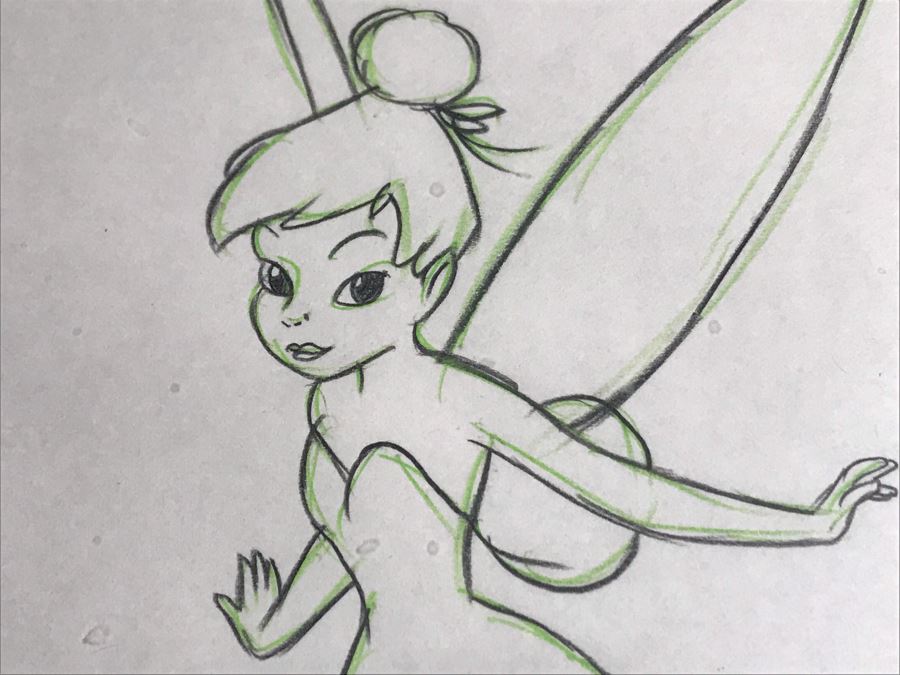 Original Hand Signed Disney Tinkerbell Drawing Framed 13 X 10 [Photo 5]