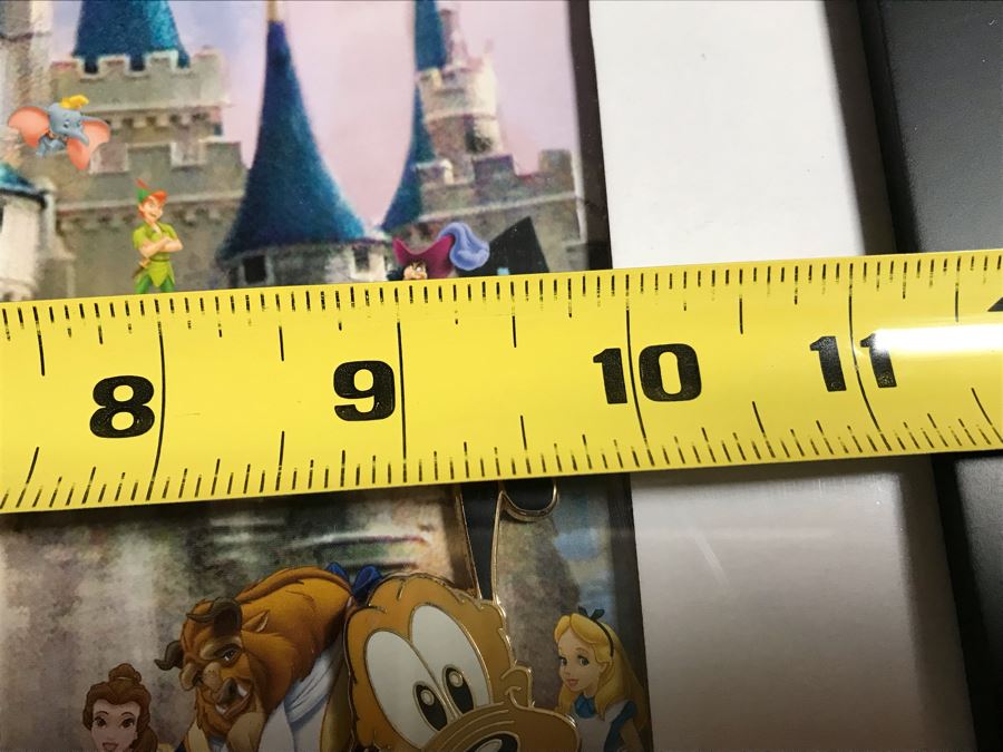 Framed Walt Disney Print Of Cinderella's Castle Featuring Pins Of Goofy, Cinderella, Mickey Mouse And Tinkerbell 10 X 8 [Photo 10]