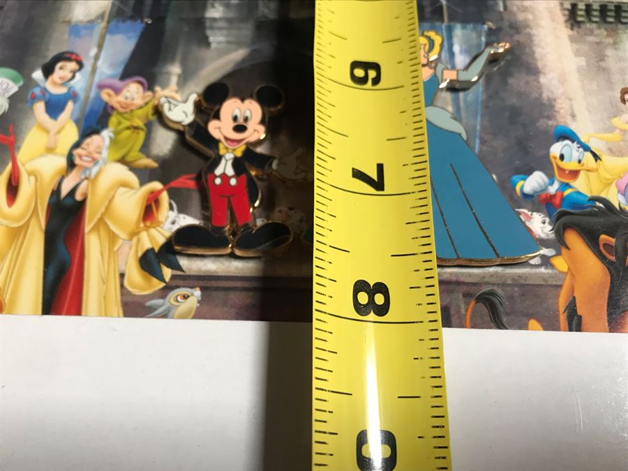 Framed Walt Disney Print Of Cinderella's Castle Featuring Pins Of Goofy, Cinderella, Mickey Mouse And Tinkerbell 10 X 8 [Photo 11]