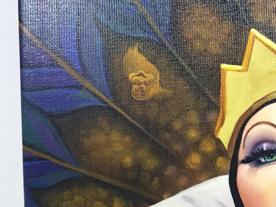 Hand Signed Limited Edition Print On Canvas By Joseph Yakovetic Titled 'Doubly Sure' Featuring The Wicked Queen From Snow White Edition Size Of 95 - 12 X 16.5 [Photo 6]