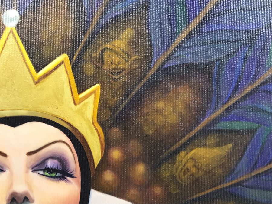 Hand Signed Limited Edition Print On Canvas By Joseph Yakovetic Titled 'Doubly Sure' Featuring The Wicked Queen From Snow White Edition Size Of 95 - 12 X 16.5 [Photo 4]