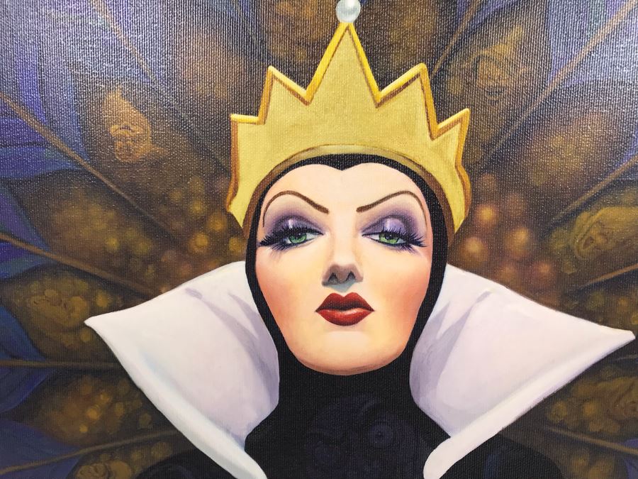 Hand Signed Limited Edition Print On Canvas By Joseph Yakovetic Titled 'Doubly Sure' Featuring The Wicked Queen From Snow White Edition Size Of 95 - 12 X 16.5 [Photo 3]