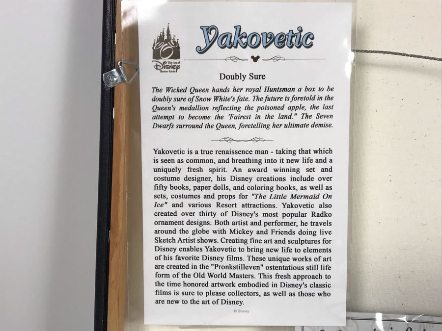 Hand Signed Limited Edition Print On Canvas By Joseph Yakovetic Titled 'Doubly Sure' Featuring The Wicked Queen From Snow White Edition Size Of 95 - 12 X 16.5 [Photo 17]