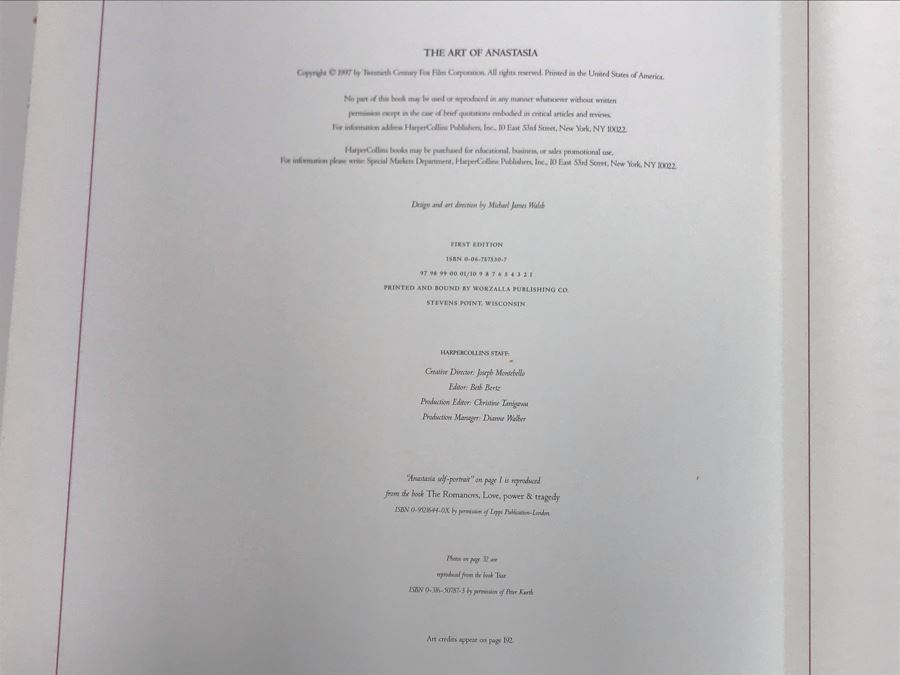 The Art Of Anastasia First Edition Walt Disney Coffee Table Book Retails $50 [Photo 5]