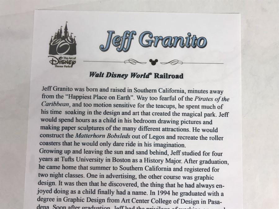 All Aboard Walt Disney World Railroad Grand Circle Tour Main Street, USA Disneyland Poster Print Hand Signed Matte By Jeff Granito With Certificate Of Authenticity 10 X 15 [Photo 8]