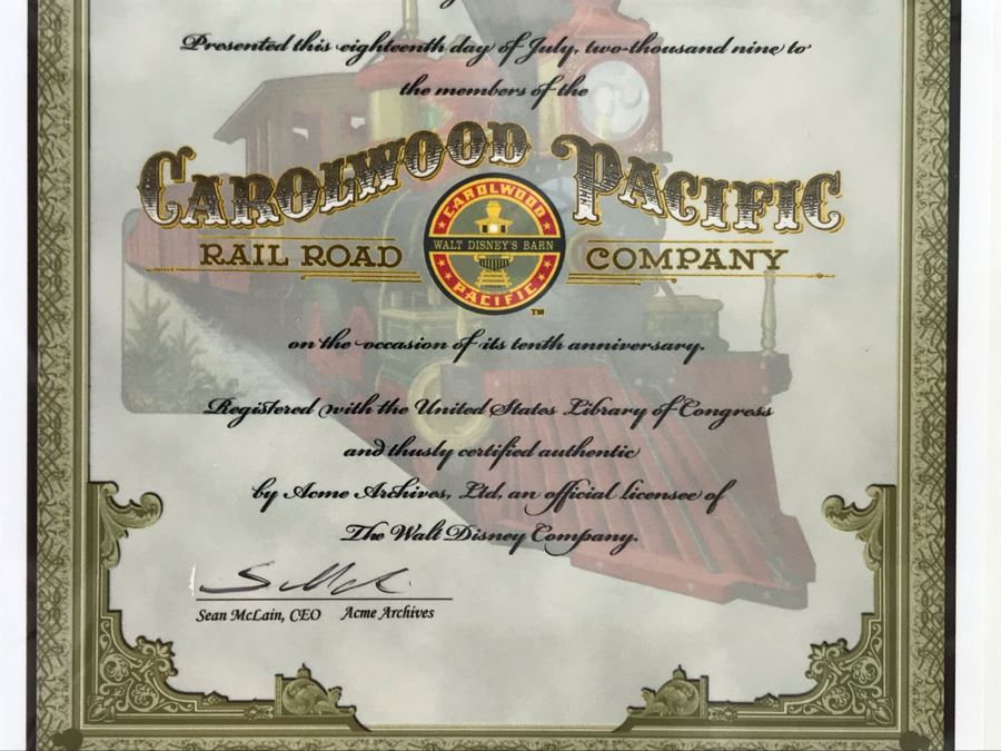 10th Anniversary Walt Disney Barn Carolwood And Pacific Railroad At The Griffith Park Los Angeles Live Steamers Poster With Certificate Of Authenticity 9 X 14 [Photo 10]