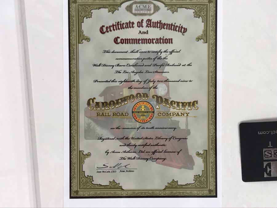 10th Anniversary Walt Disney Barn Carolwood And Pacific Railroad At The Griffith Park Los Angeles Live Steamers Poster With Certificate Of Authenticity 9 X 14 [Photo 8]