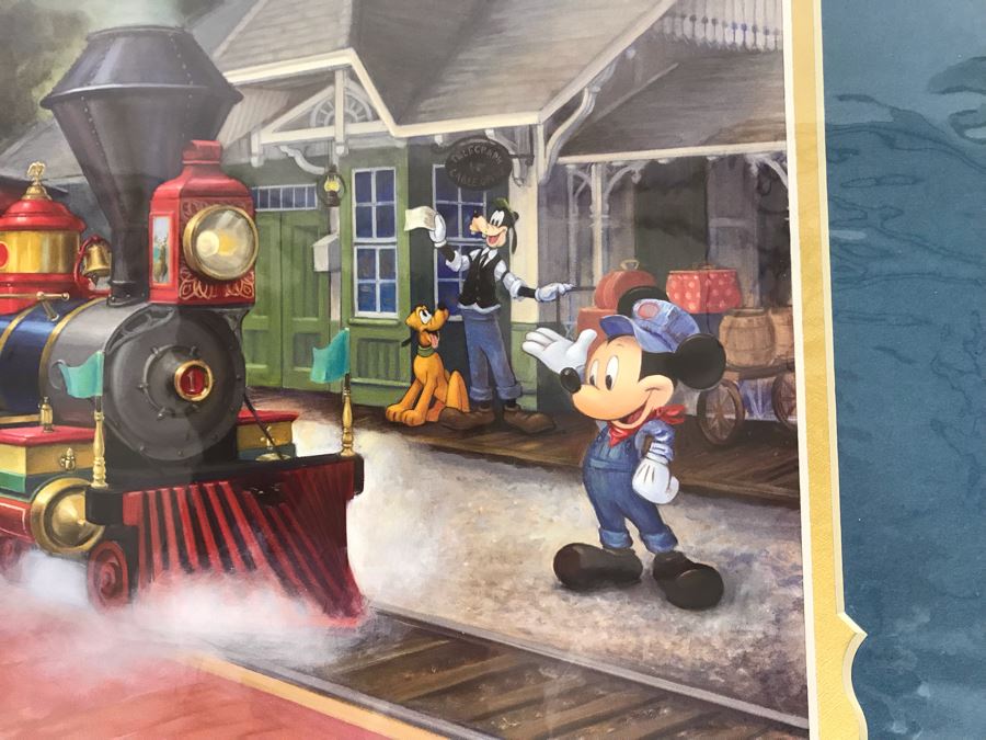 Hand Signed Maggie Parr Print Titled Heading West From Former Walt Disney Imagineer Of Donald Duck, Mickey Mouse And Friends At Train Station 14 X 10 [Photo 5]