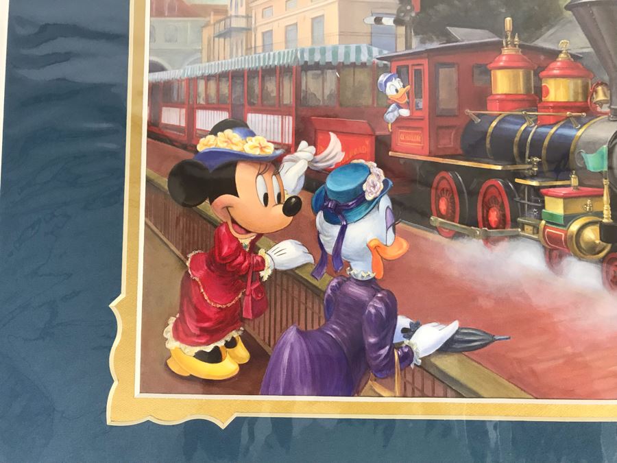 Hand Signed Maggie Parr Print Titled Heading West From Former Walt Disney Imagineer Of Donald Duck, Mickey Mouse And Friends At Train Station 14 X 10 [Photo 2]