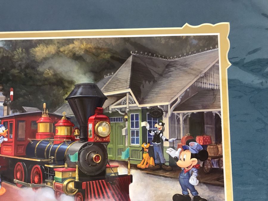 Hand Signed Maggie Parr Print Titled Heading West From Former Walt Disney Imagineer Of Donald Duck, Mickey Mouse And Friends At Train Station 14 X 10 [Photo 6]