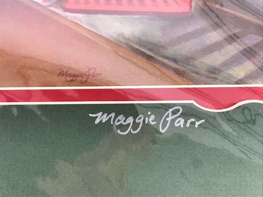 Hand Signed Maggie Parr Print Titled Right On Time From Former Walt Disney Imagineer Of Goofy, Mickey Mouse And Friends At Train Station 12 X 10 [Photo 6]