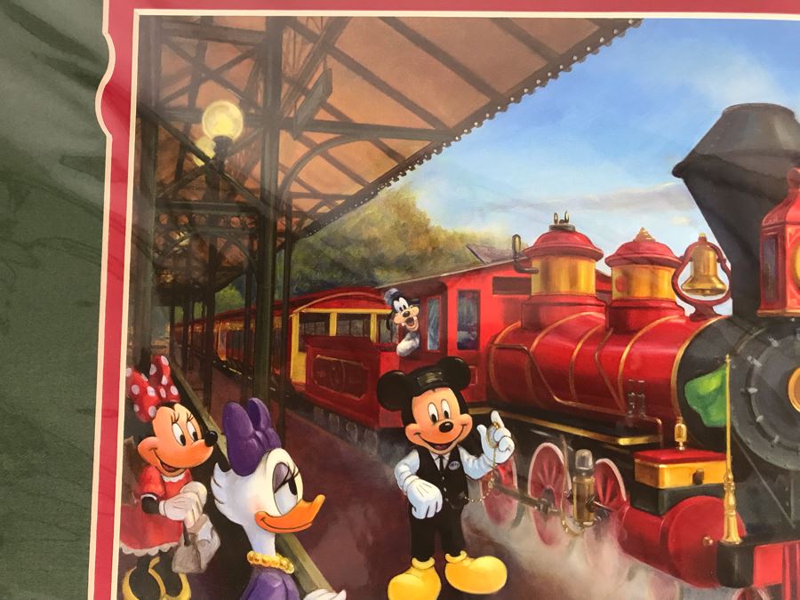 Hand Signed Maggie Parr Print Titled Right On Time From Former Walt Disney Imagineer Of Goofy, Mickey Mouse And Friends At Train Station 12 X 10 [Photo 4]