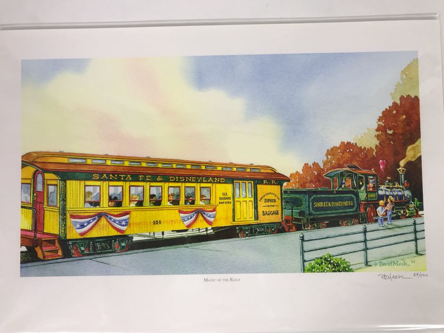 David Meek Hand Signed Limited Edition Giclee Print Titled Magic Of The Rails Santa Fe & Disneyland Railroad 25 Of 500 [Photo 2]