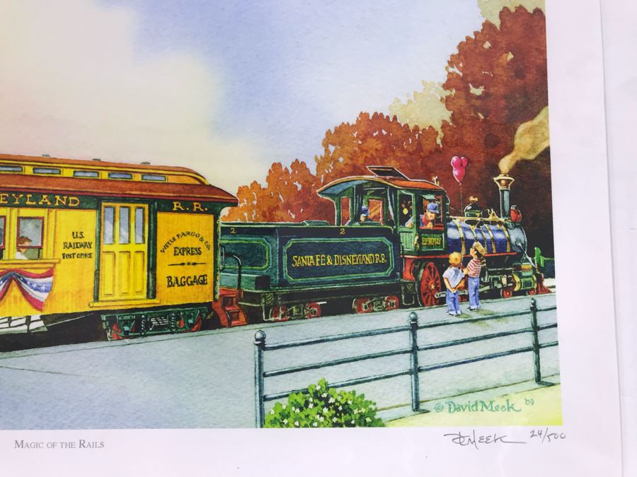 David Meek Hand Signed Limited Edition Giclee Print Titled Magic Of The Rails Santa Fe & Disneyland Railroad 25 Of 500 [Photo 4]